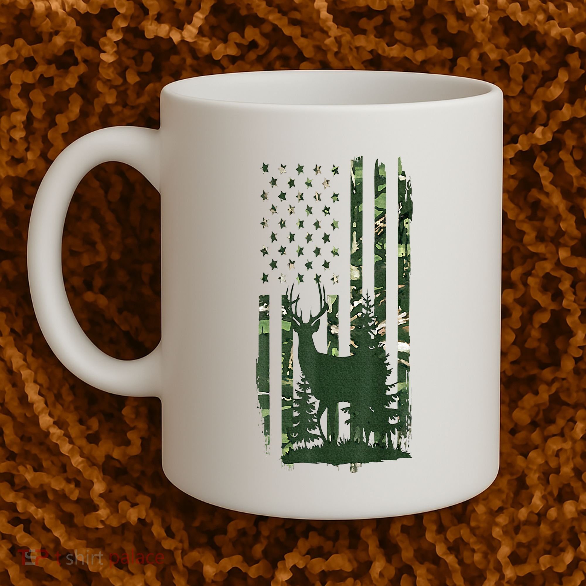 Orange Deer Hunting Gifts Hunters Camo Flag Coffee Mug