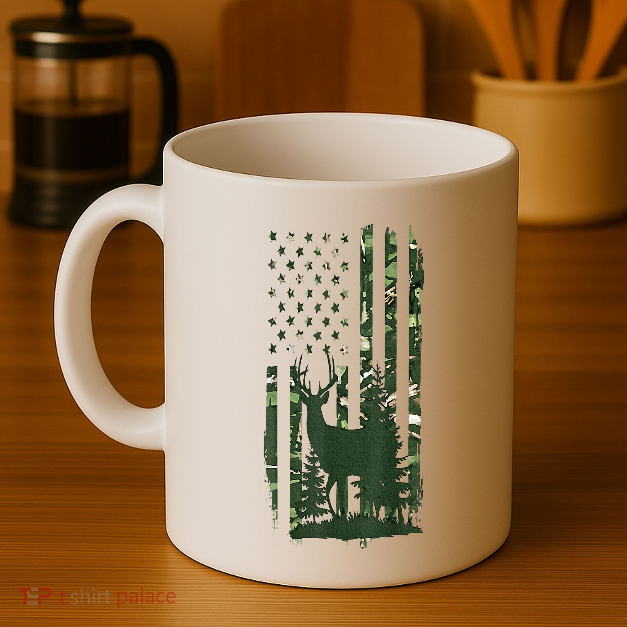 Orange Deer Hunting Gifts Hunters Camo Flag Coffee Mug