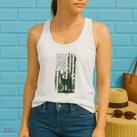 Orange Deer Hunting Gifts Hunters Camo Flag Women's Tank Top thumb 2
