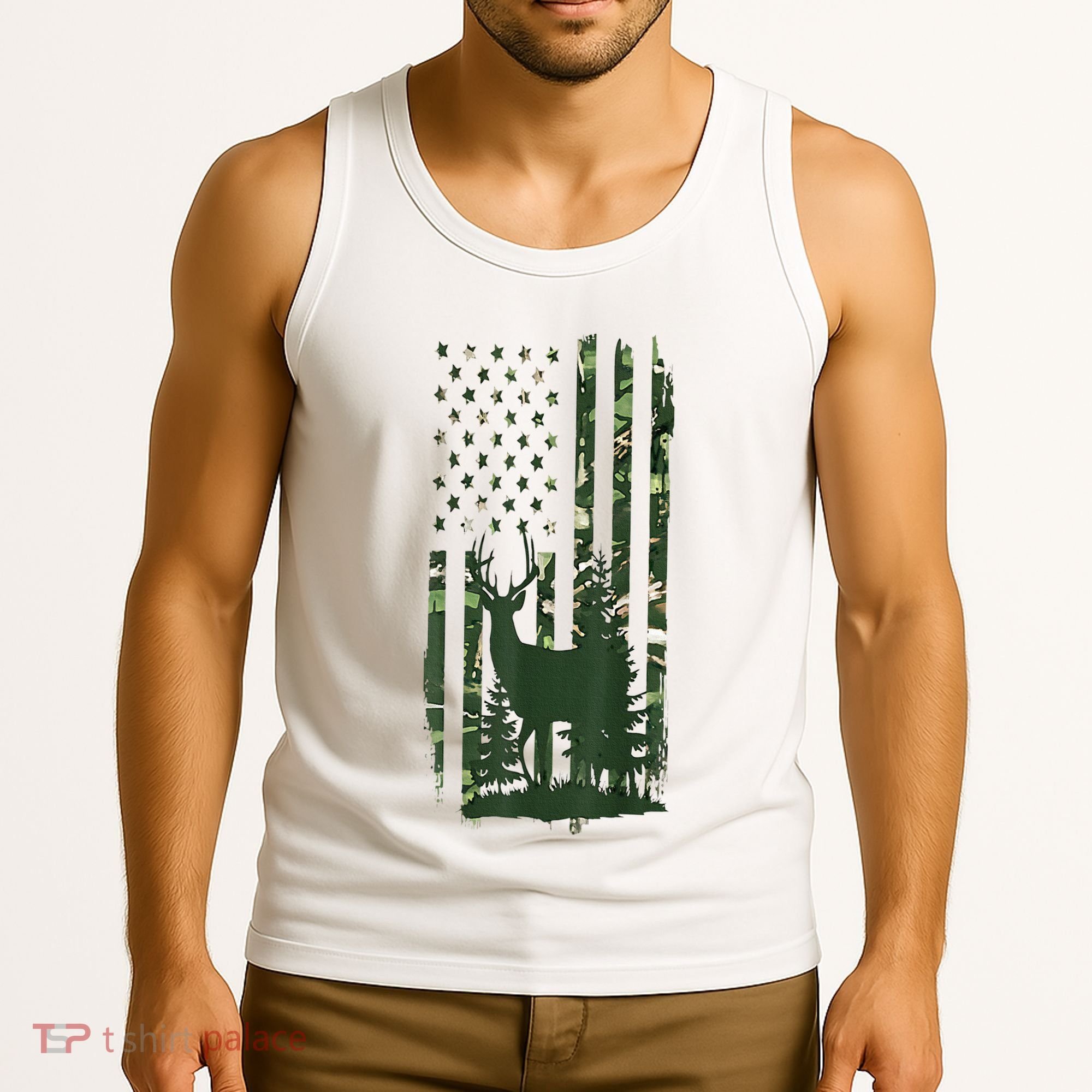 Orange Deer Hunting Gifts Hunters Camo Flag Tank Top
