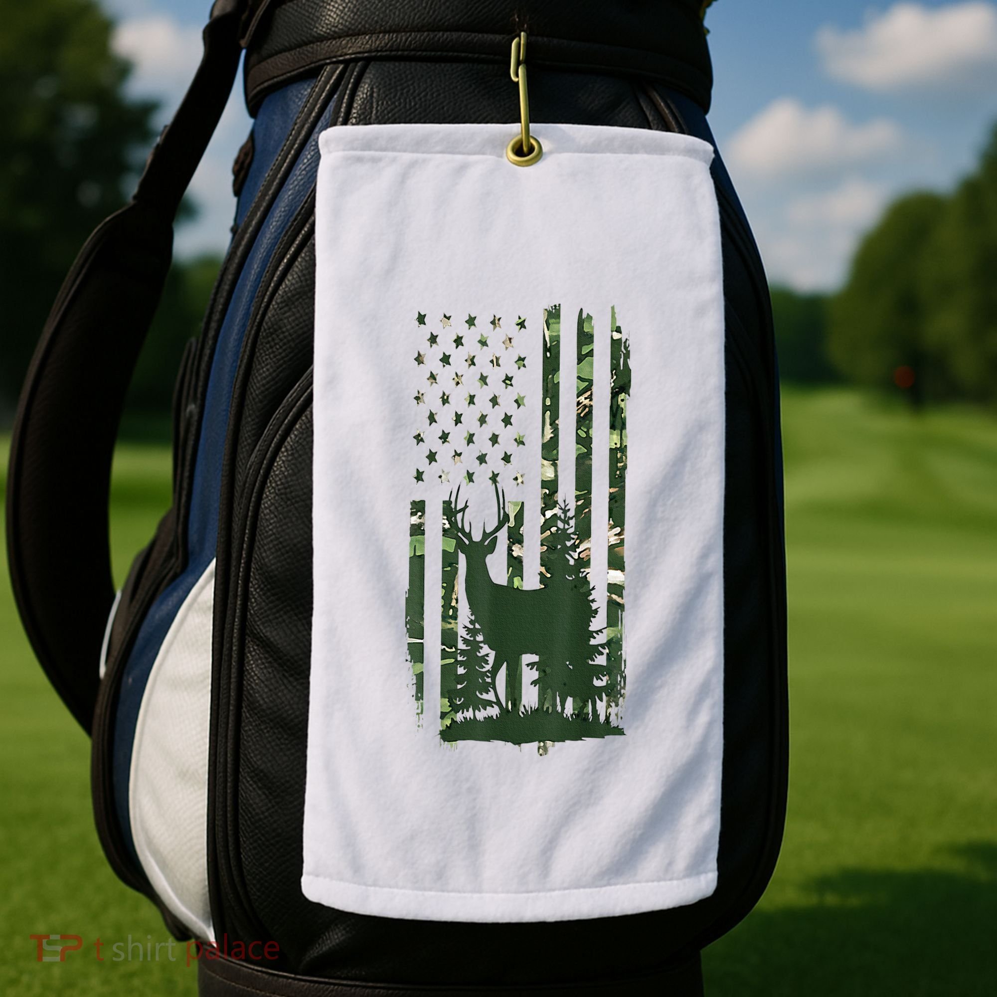 Orange Deer Hunting Gifts Hunters Camo Flag Golf Towel