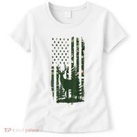 Orange Deer Hunting Gifts Hunters Camo Flag Women's T-Shirt thumb 0