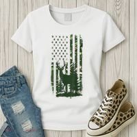 Orange Deer Hunting Gifts Hunters Camo Flag Women's T-Shirt thumb 3