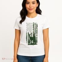 Orange Deer Hunting Gifts Hunters Camo Flag Women's T-Shirt thumb 4