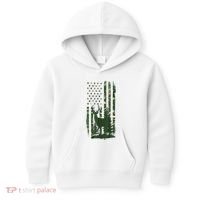 Orange Deer Hunting Gifts Hunters Camo Flag Kids Hoodie thumb 0