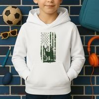 Orange Deer Hunting Gifts Hunters Camo Flag Kids Hoodie thumb 2