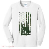Orange Deer Hunting Gifts Hunters Camo Flag Kids Long Sleeve Shirt thumb 0