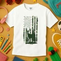 Orange Deer Hunting Gifts Hunters Camo Flag Kids T-Shirt thumb 3