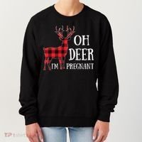 Oh Deer IM Pregnant Xmas Pregnancy Announcement Women's Sweatshirt thumb 0