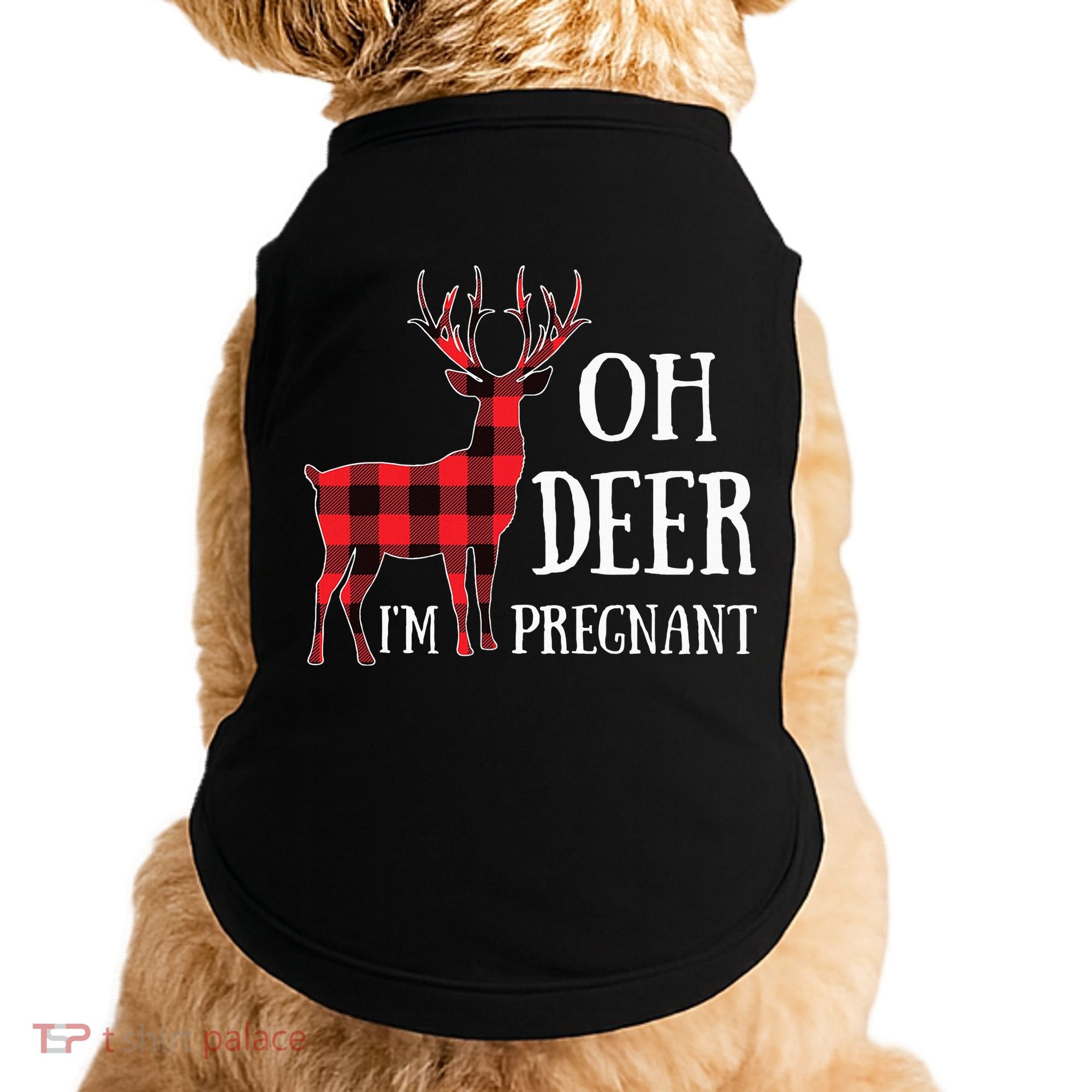 Oh Deer IM Pregnant Xmas Pregnancy Announcement Doggie Tank