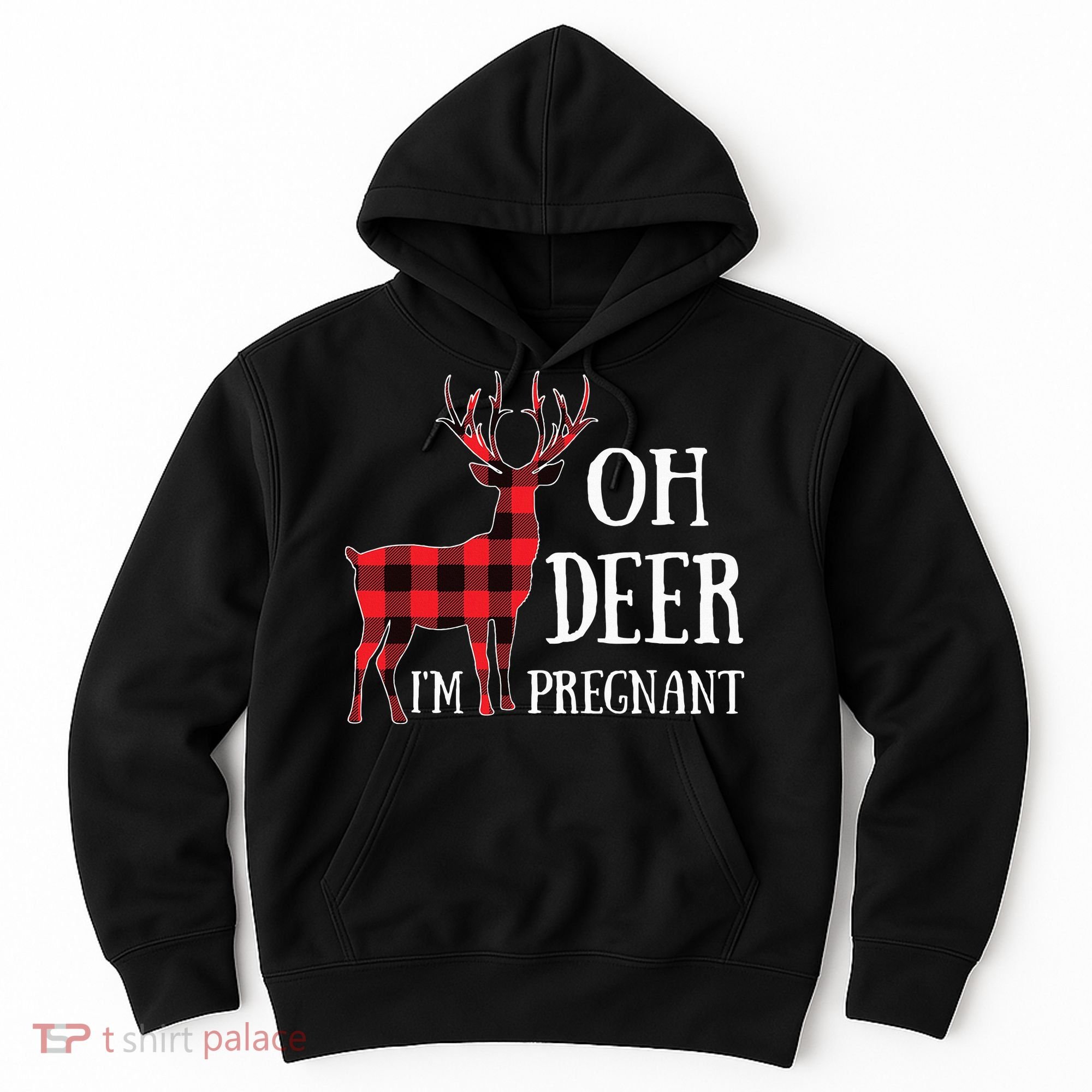 Oh Deer IM Pregnant Xmas Pregnancy Announcement Hoodie