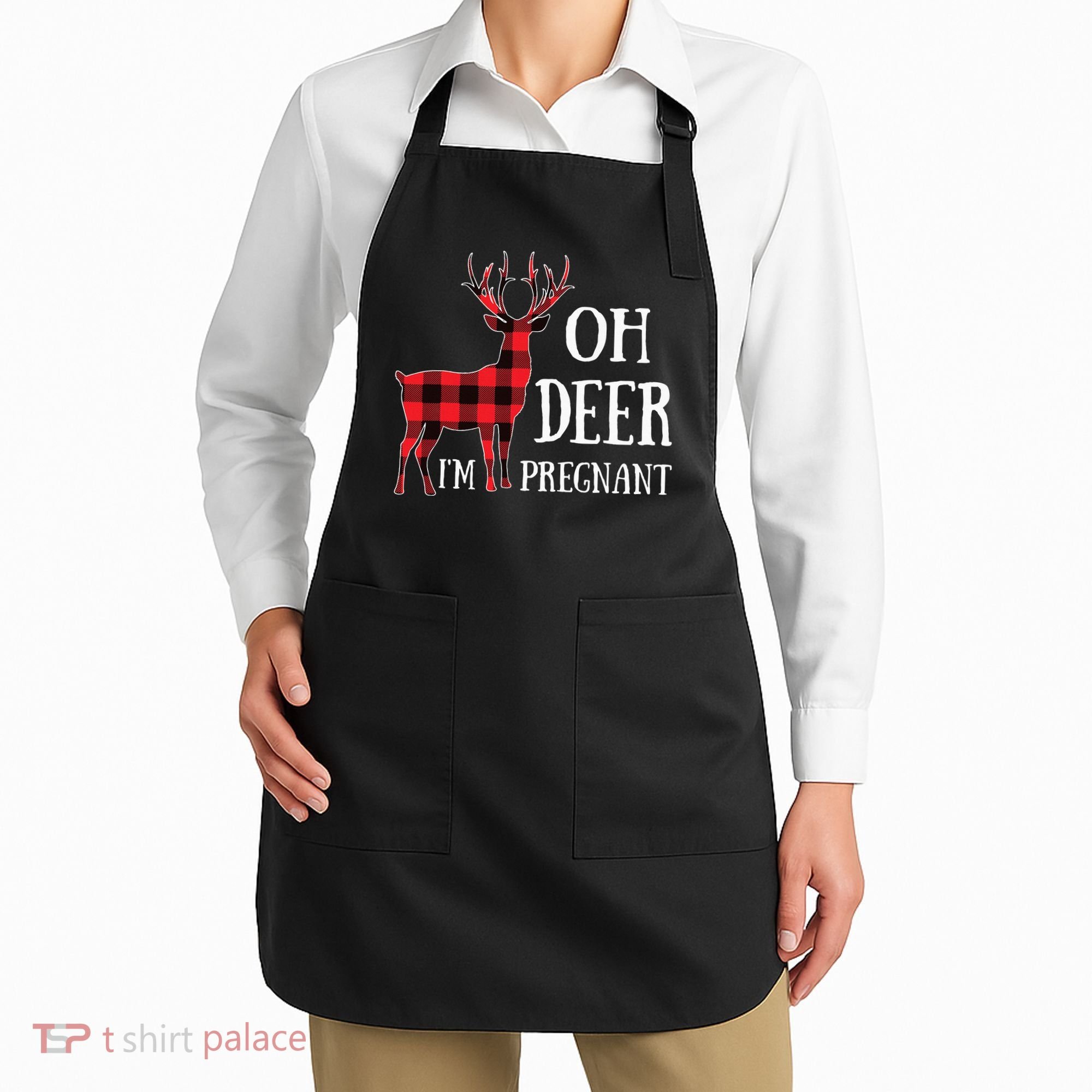 Oh Deer IM Pregnant Xmas Pregnancy Announcement Apron