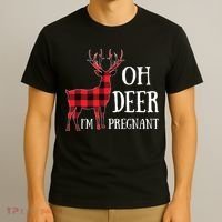 Oh Deer IM Pregnant Xmas Pregnancy Announcement T-Shirt thumb 3