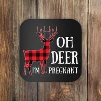 Oh Deer IM Pregnant Xmas Pregnancy Announcement Coaster thumb 0