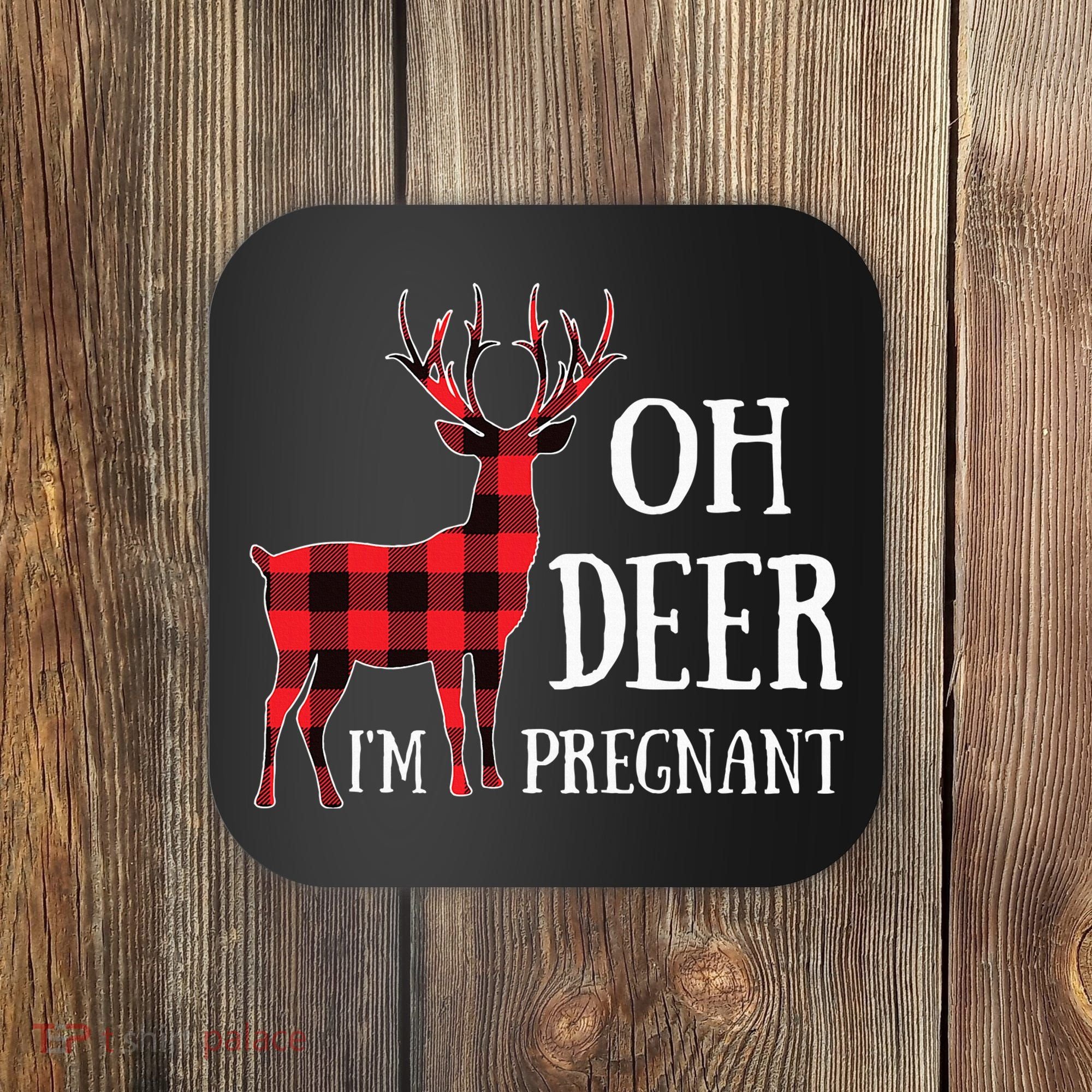 Oh Deer IM Pregnant Xmas Pregnancy Announcement Coaster