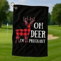 Oh Deer IM Pregnant Xmas Pregnancy Announcement Golf Towel thumb 1