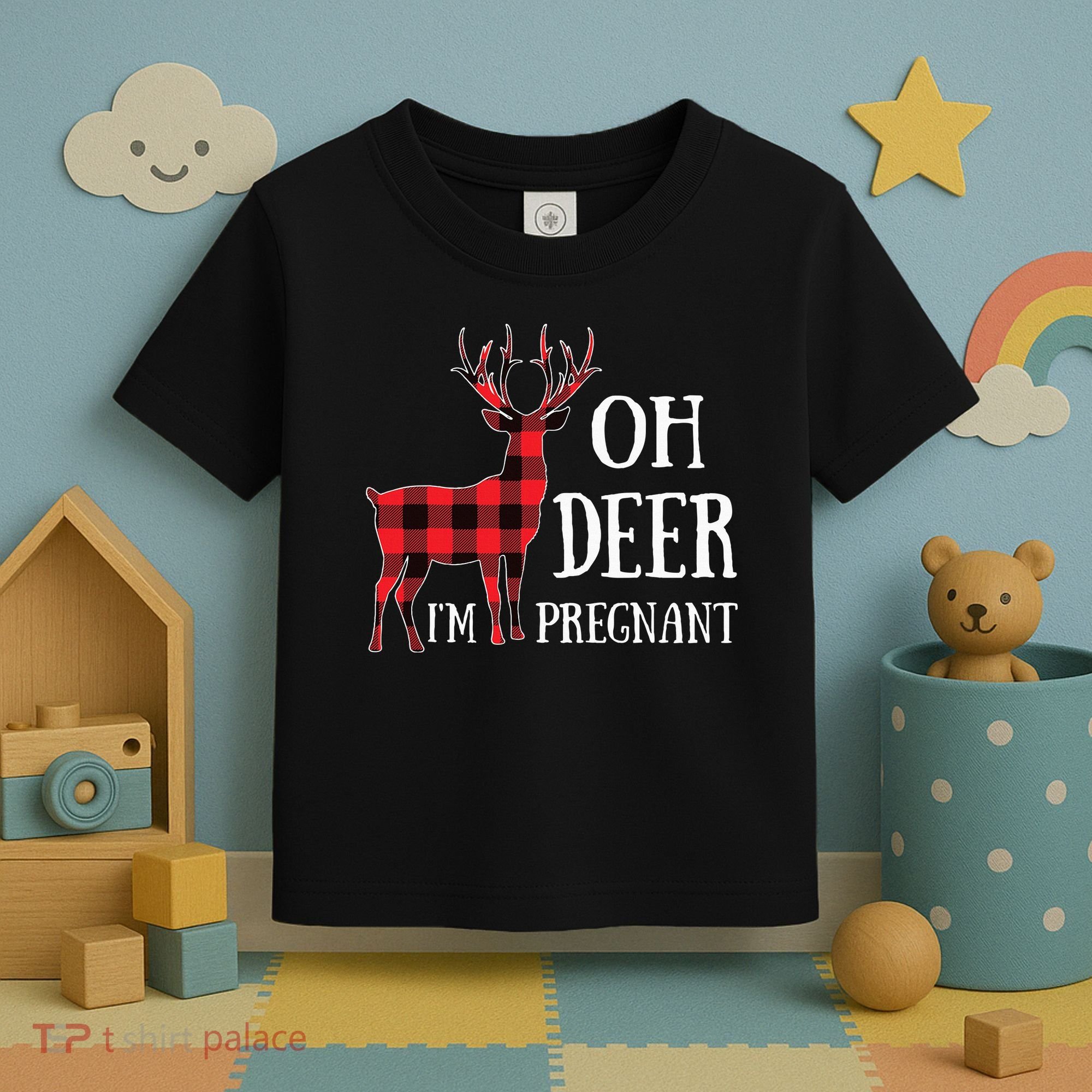 Oh Deer IM Pregnant Xmas Pregnancy Announcement Toddler T-Shirt