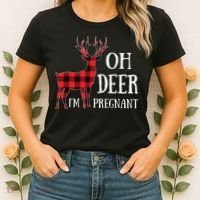Oh Deer IM Pregnant Xmas Pregnancy Announcement Women's T-Shirt thumb 2