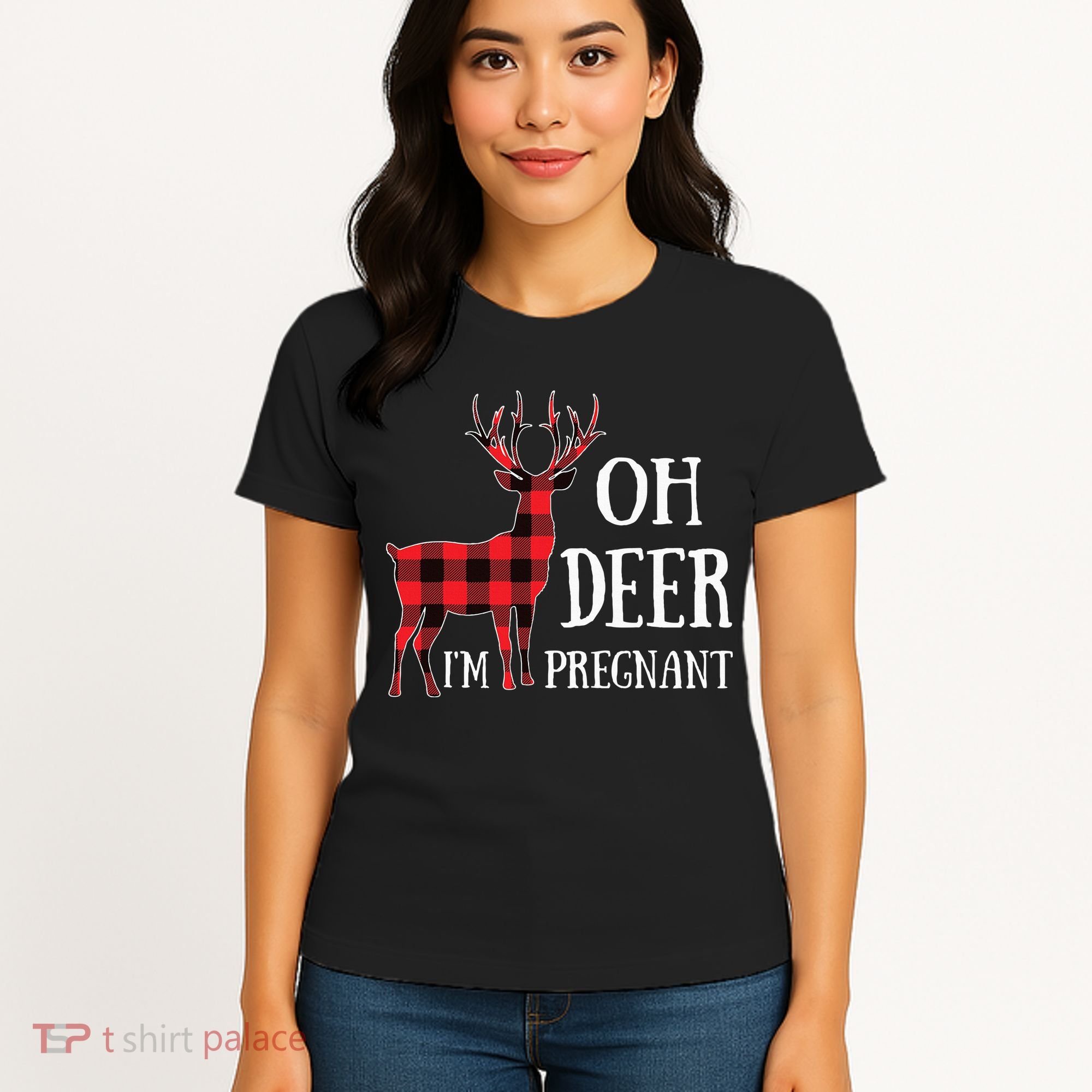 Oh Deer IM Pregnant Xmas Pregnancy Announcement Women's T-Shirt