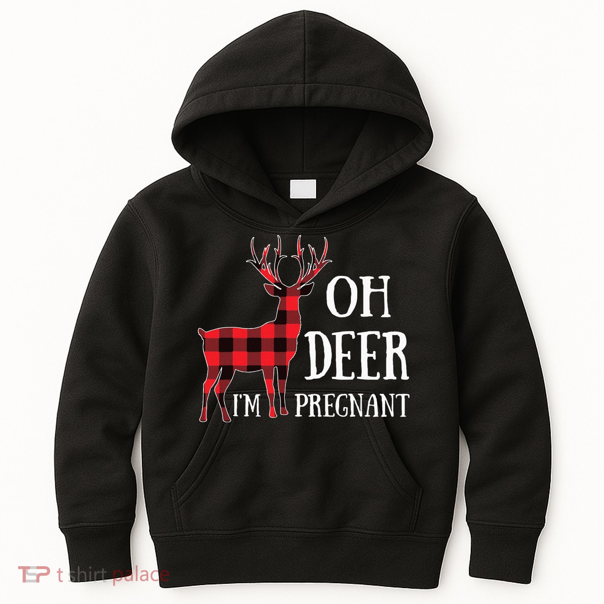 Oh Deer IM Pregnant Xmas Pregnancy Announcement Kids Hoodie