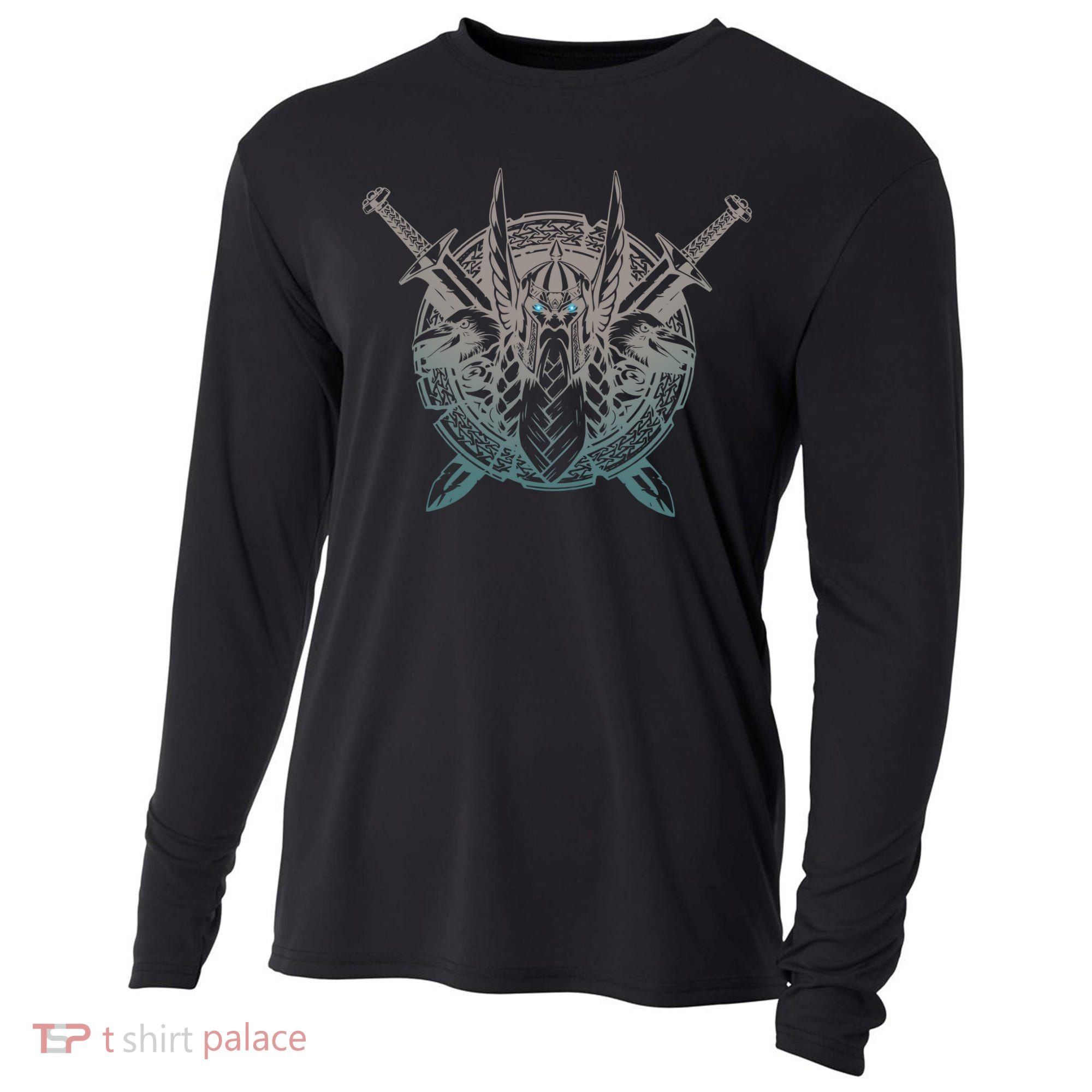 Odin Emblem Norse Mythology Valkyrie Cooling Performance Long Sleeve Crew