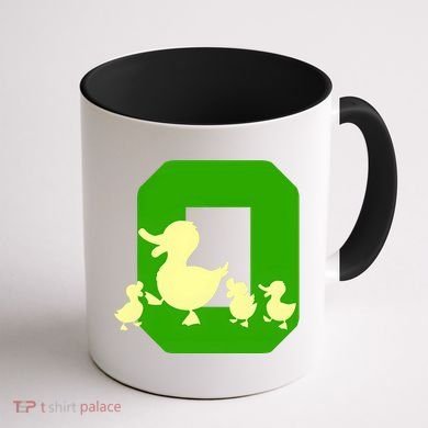 Oregon Duck Letter O Funny Oregon Yellow Duck Coffee Mug back