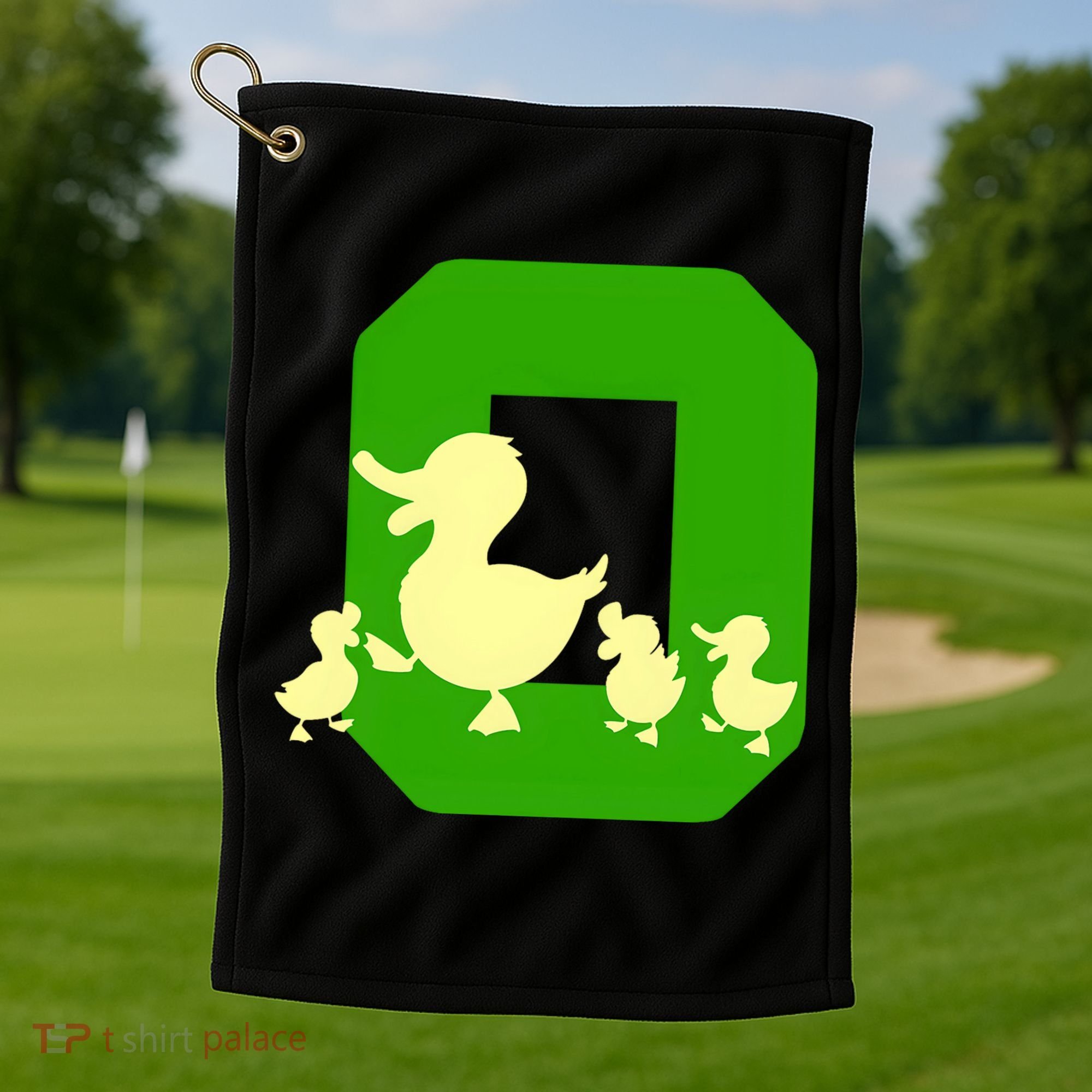 Oregon Duck Letter O Funny Oregon Yellow Duck Golf Towel