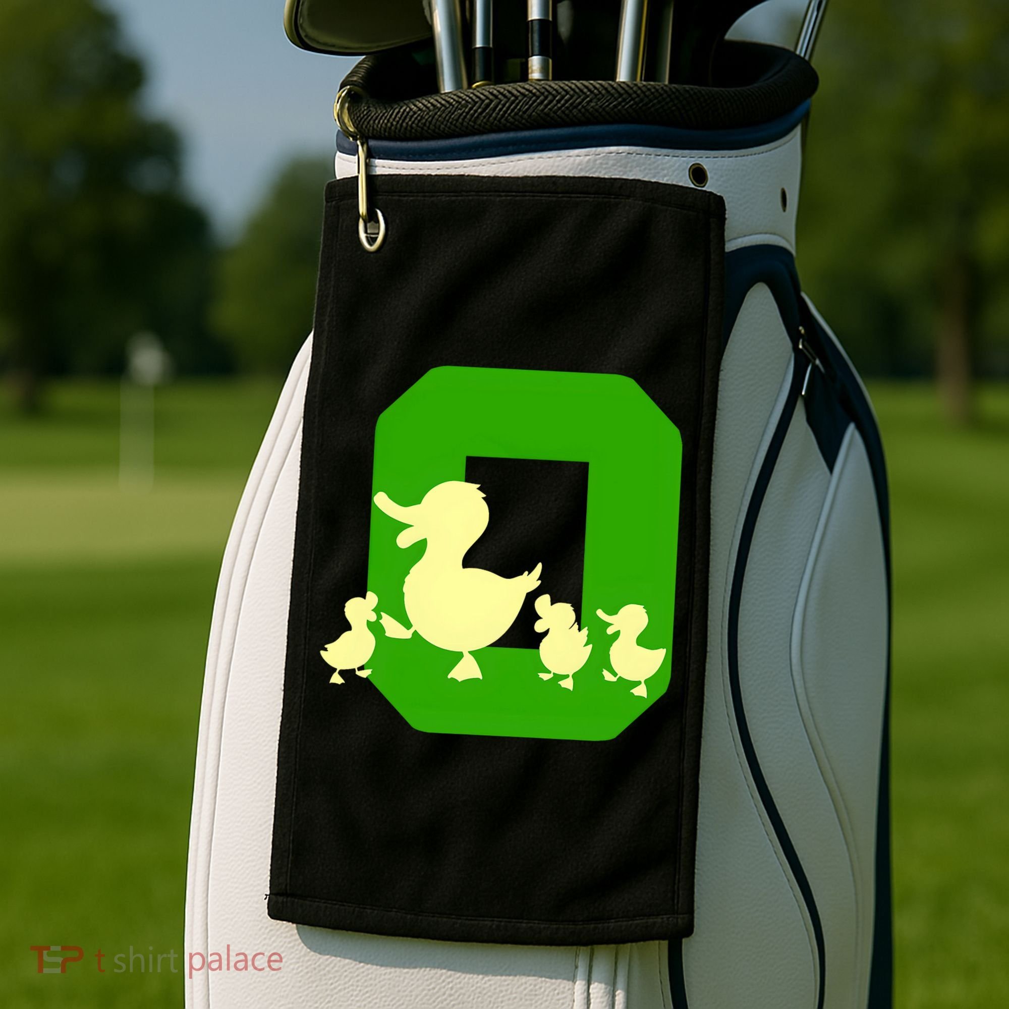 Oregon Duck Letter O Funny Oregon Yellow Duck Golf Towel