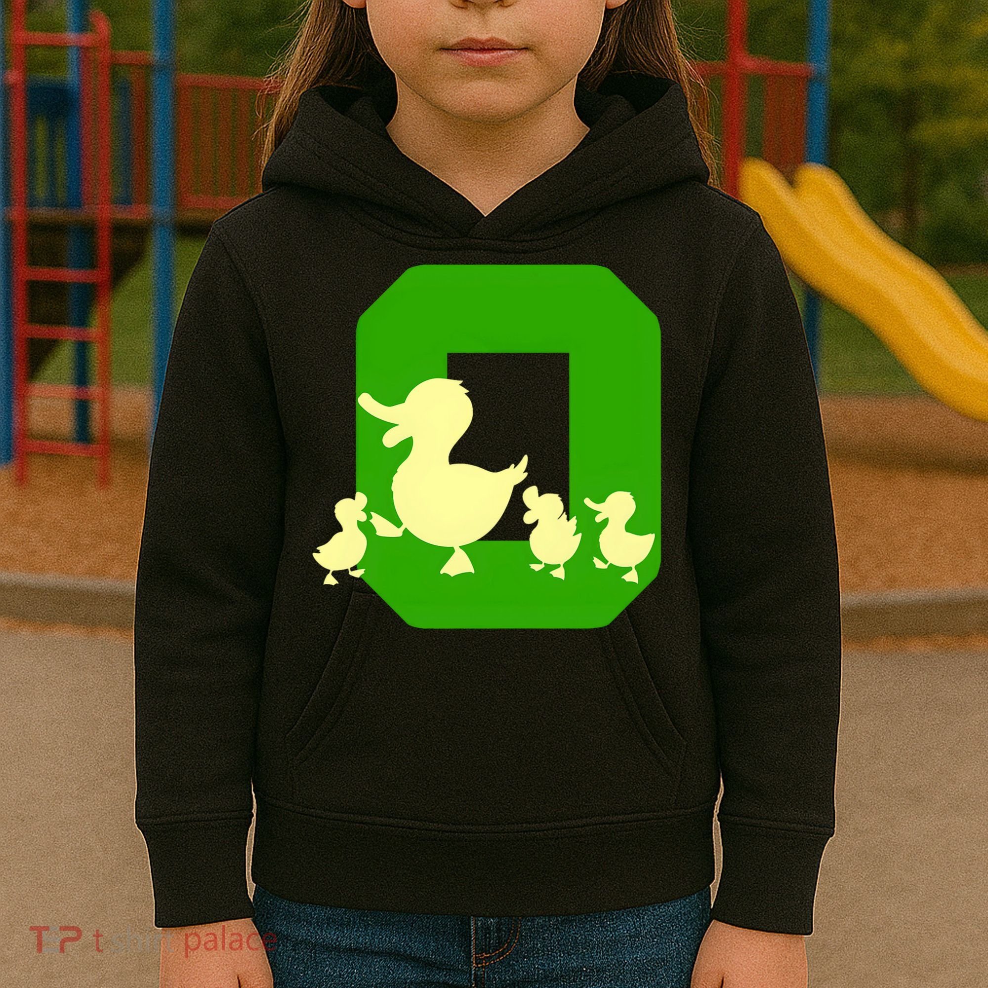 Oregon Duck Letter O Funny Oregon Yellow Duck Kids Hoodie