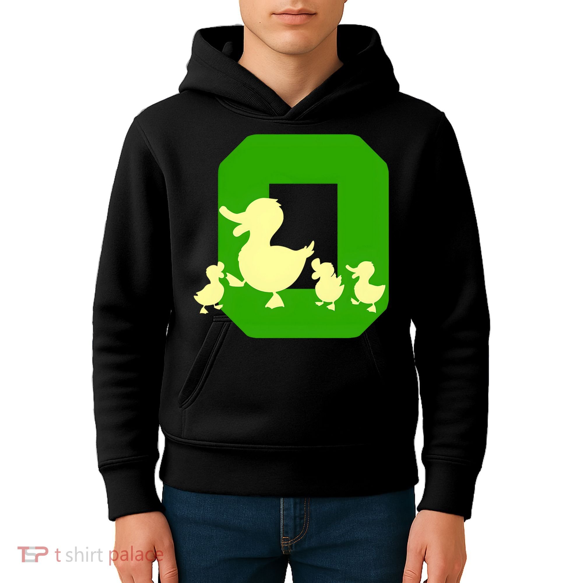 Oregon Duck Letter O Funny Oregon Yellow Duck Kids Hoodie