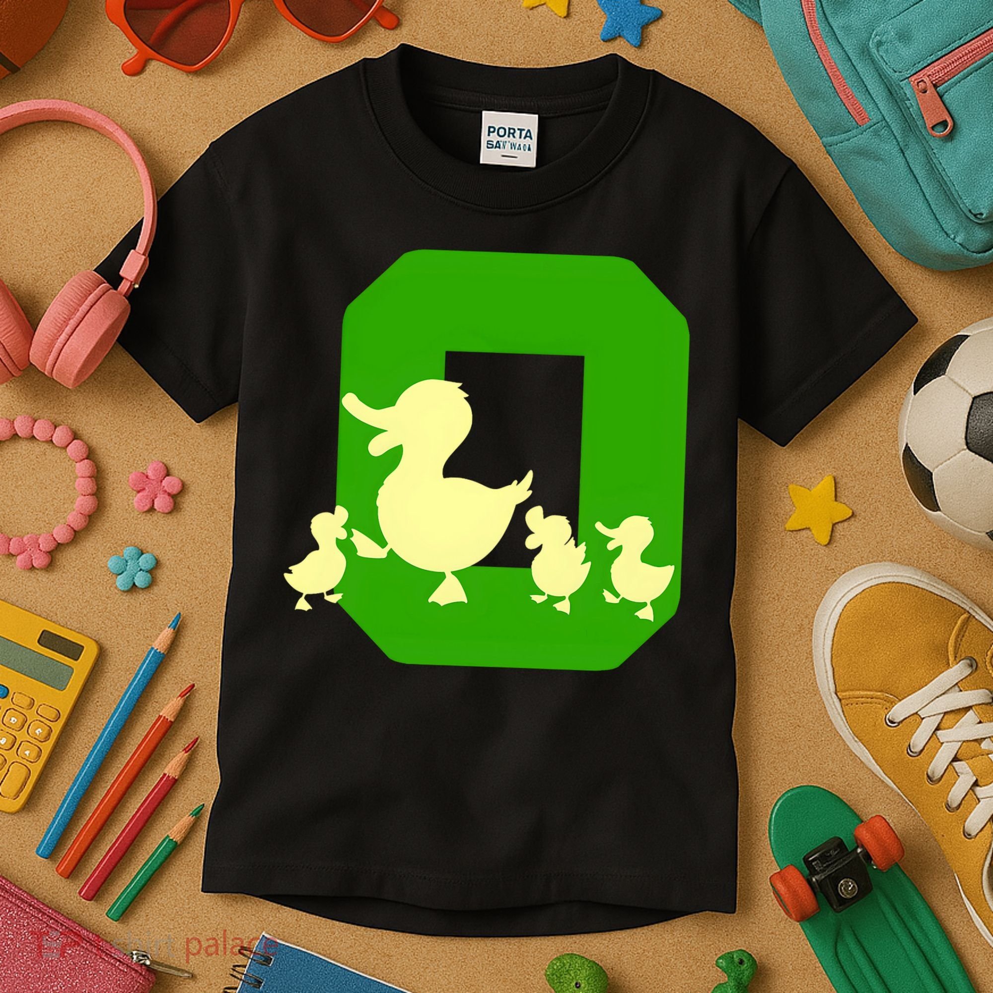 Oregon Duck Letter O Funny Oregon Yellow Duck Kids T-Shirt
