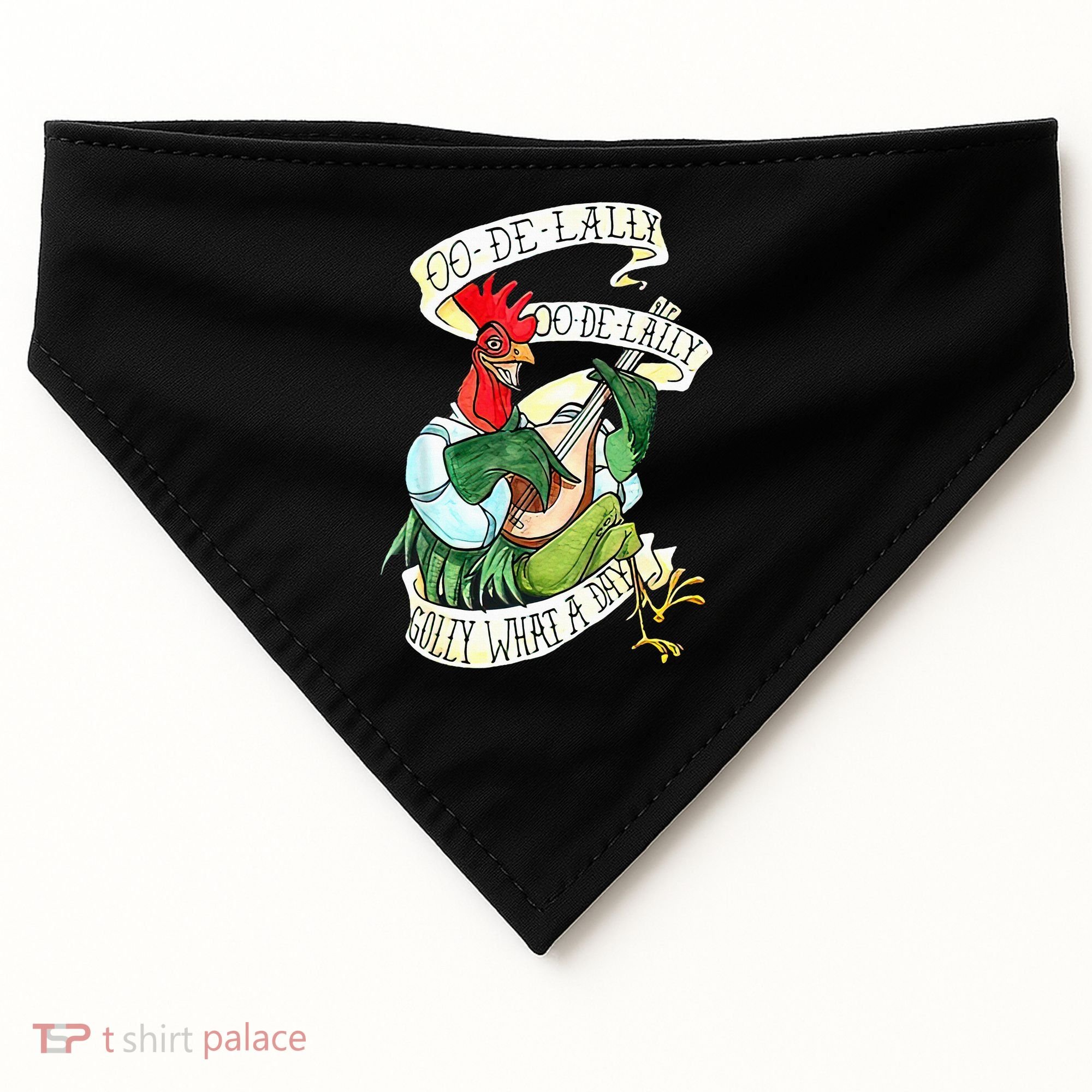 OO DE LALLY GOLLY What A Day Rooster Playing  USA-Made Doggie Bandana