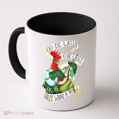 OO DE LALLY GOLLY What A Day Rooster Playing  Coffee Mug