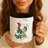 OO DE LALLY GOLLY What A Day Rooster Playing  Coffee Mug thumb 3