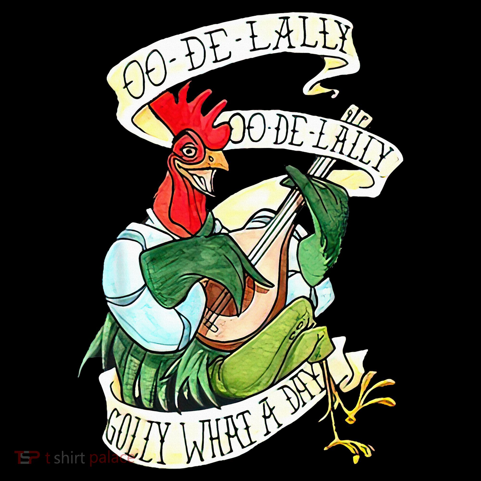 OO DE LALLY GOLLY What A Day Rooster Playing  Coffee Mug