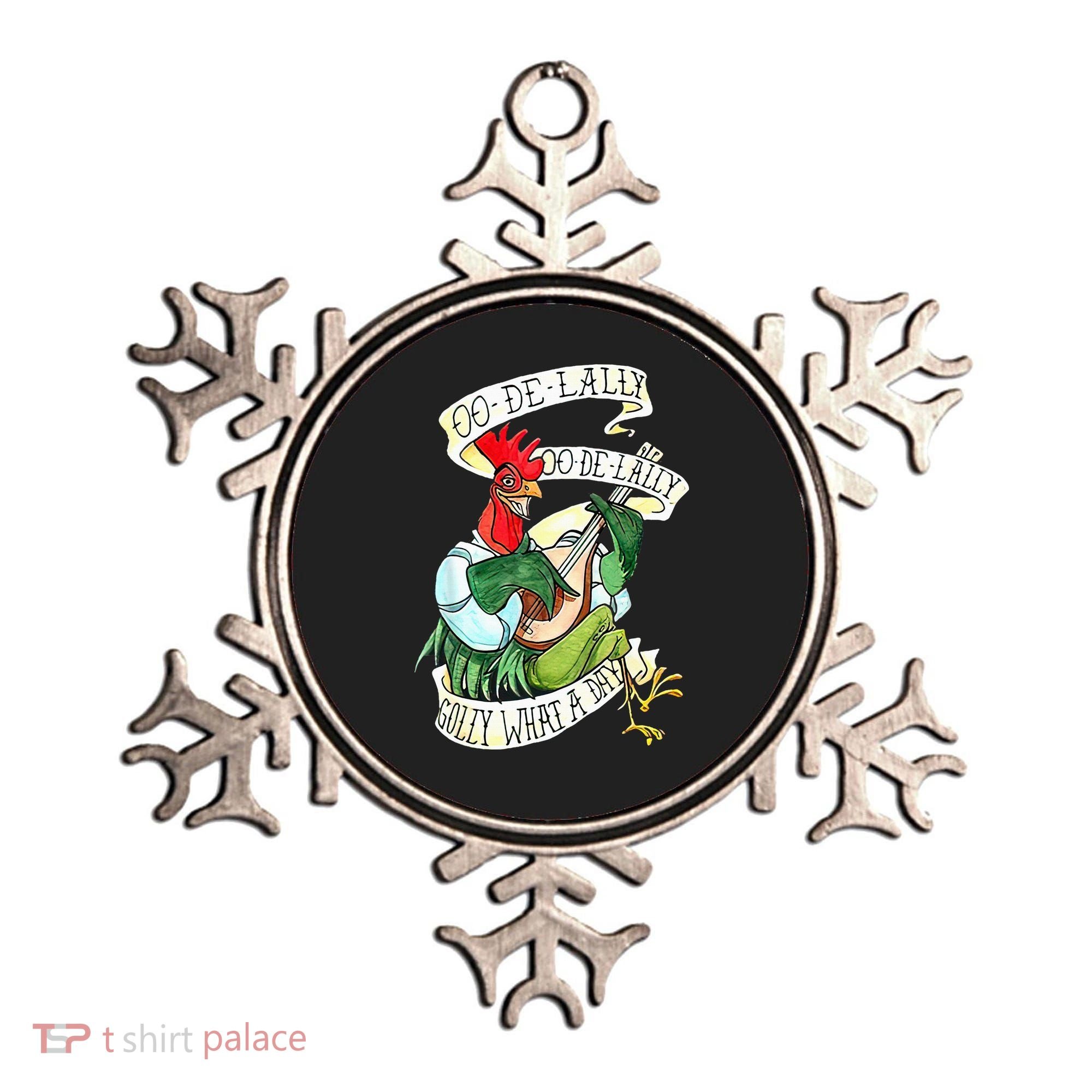 OO DE LALLY GOLLY What A Day Rooster Playing  Ornament