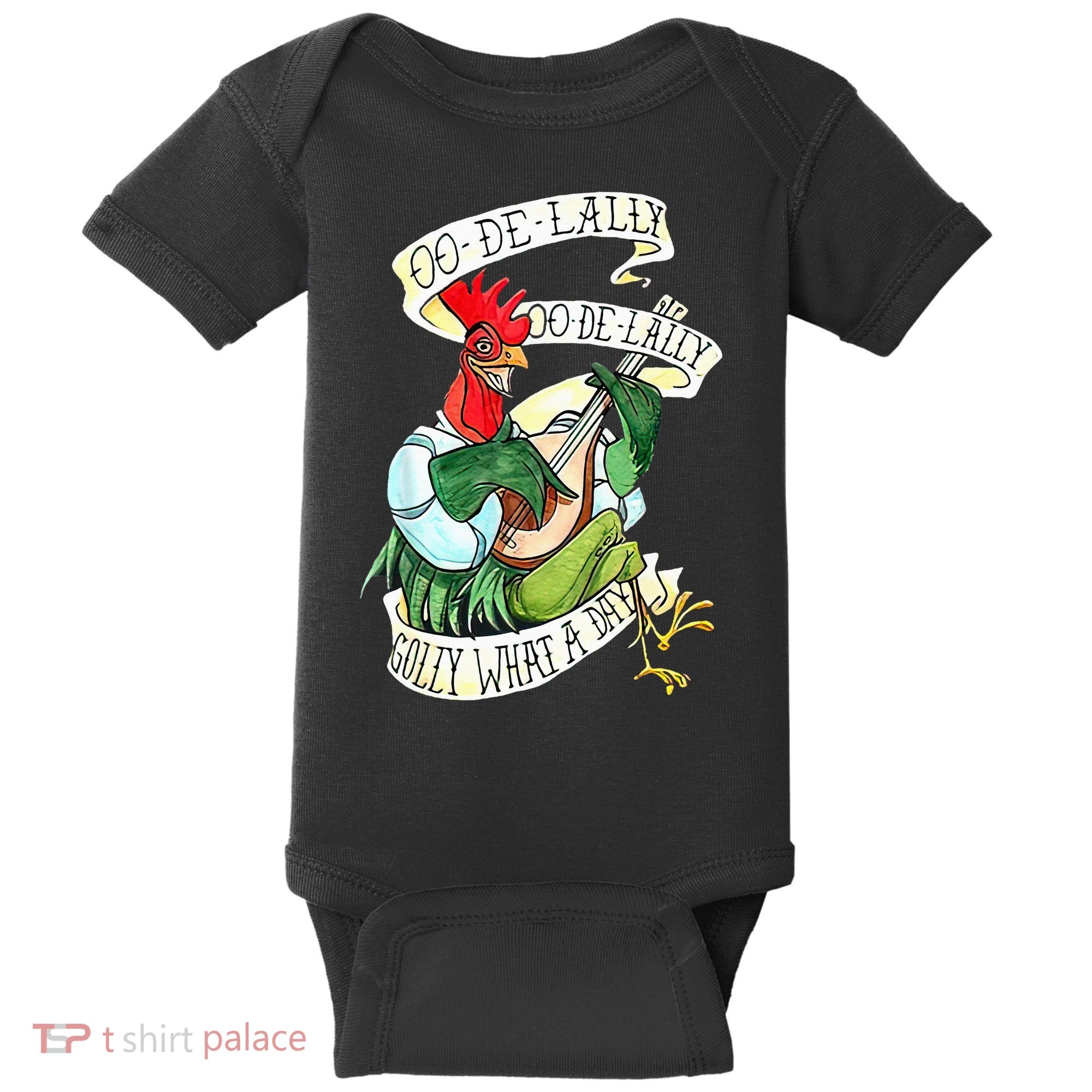 OO DE LALLY GOLLY What A Day Rooster Playing  Baby Bodysuit