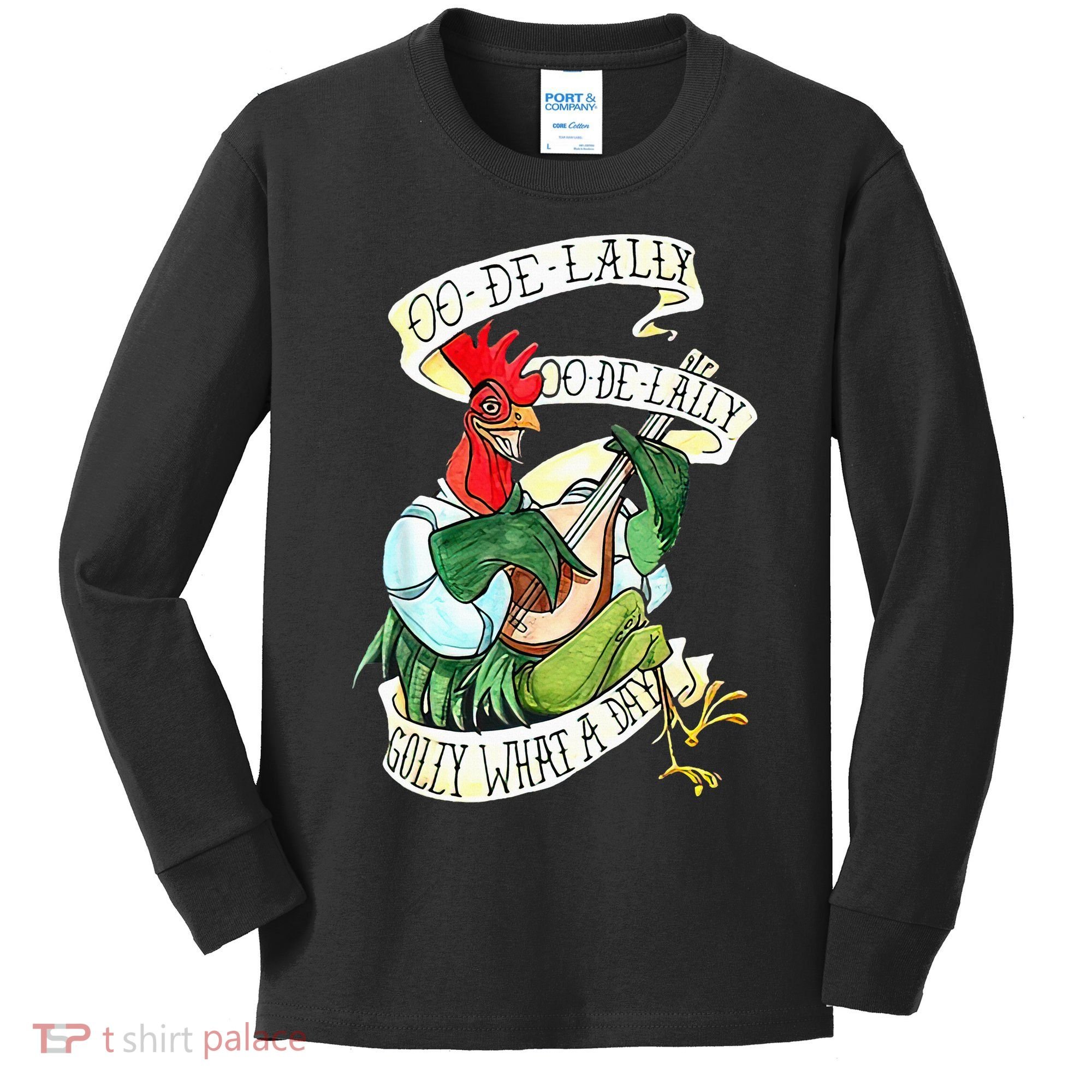 OO DE LALLY GOLLY What A Day Rooster Playing  Kids Long Sleeve Shirt