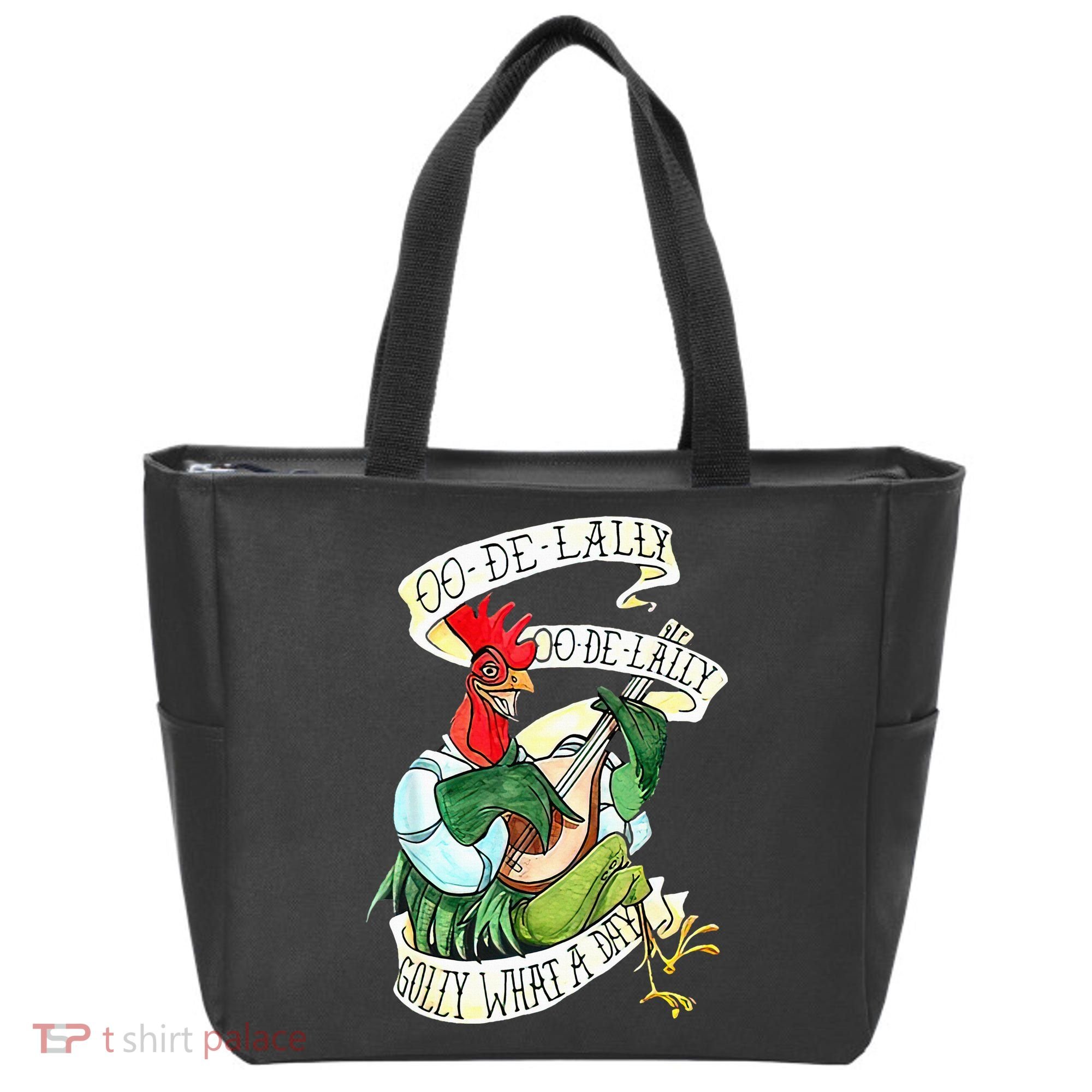 OO DE LALLY GOLLY What A Day Rooster Playing  Tote Bag