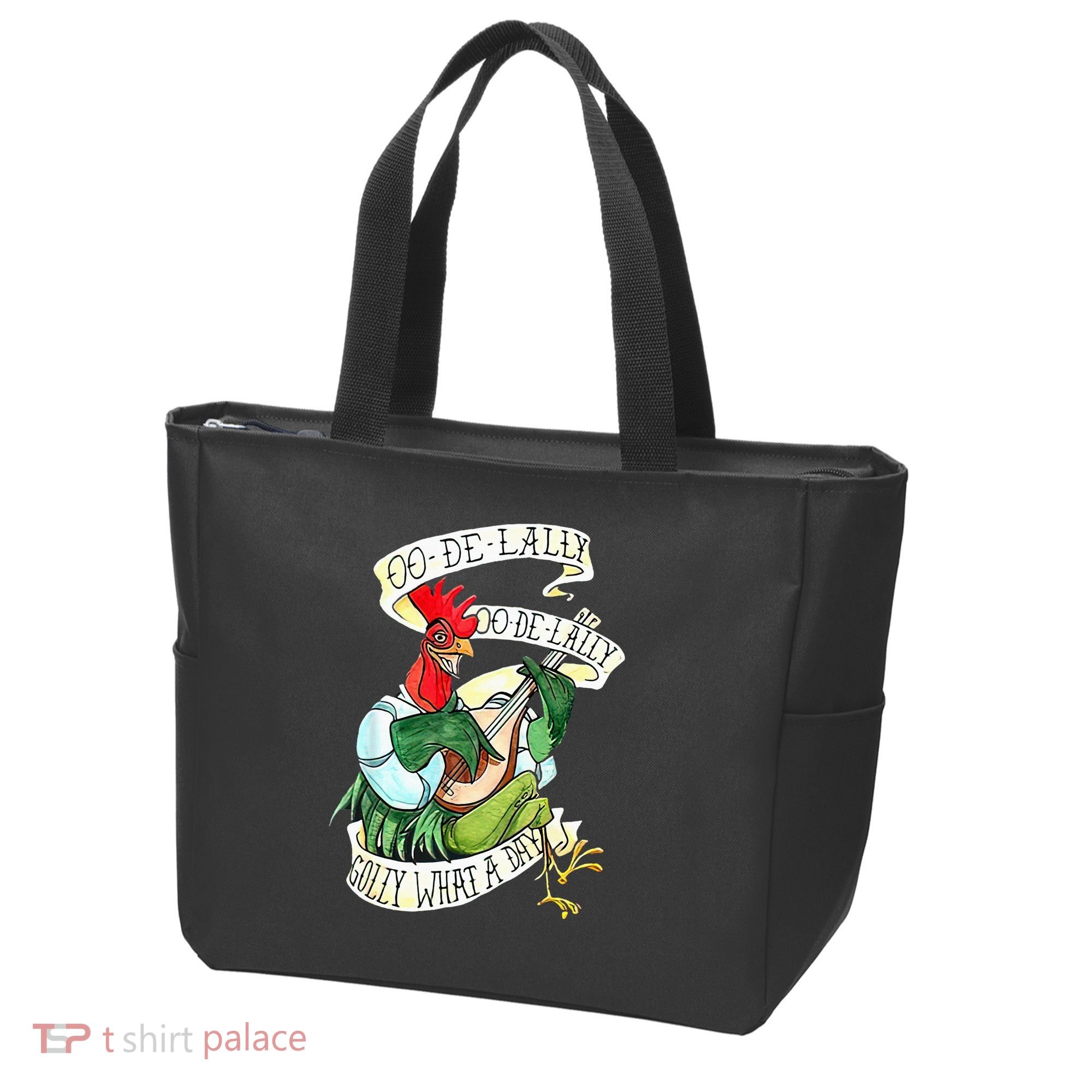 OO DE LALLY GOLLY What A Day Rooster Playing  Tote Bag