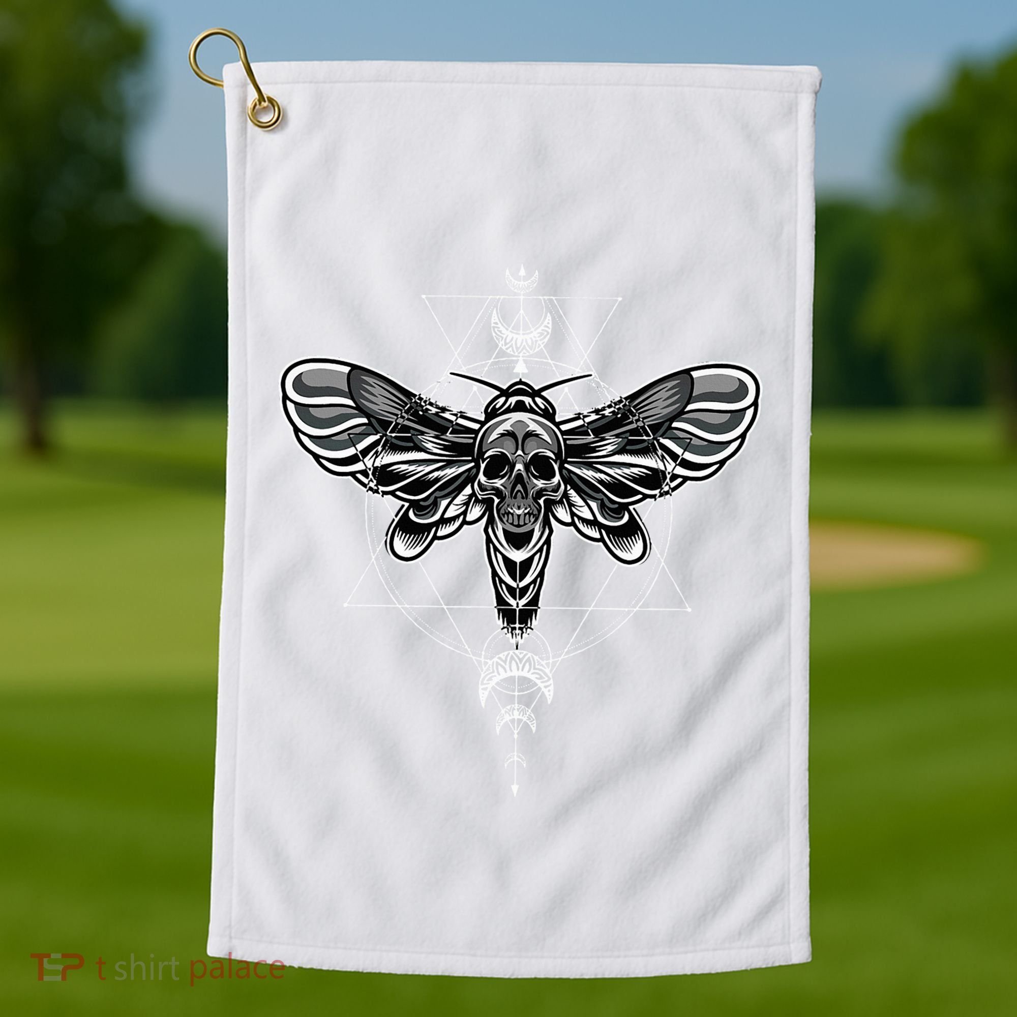 Occult Death Moth Mystic Death Moth And Sacred Geometry Golf Towel