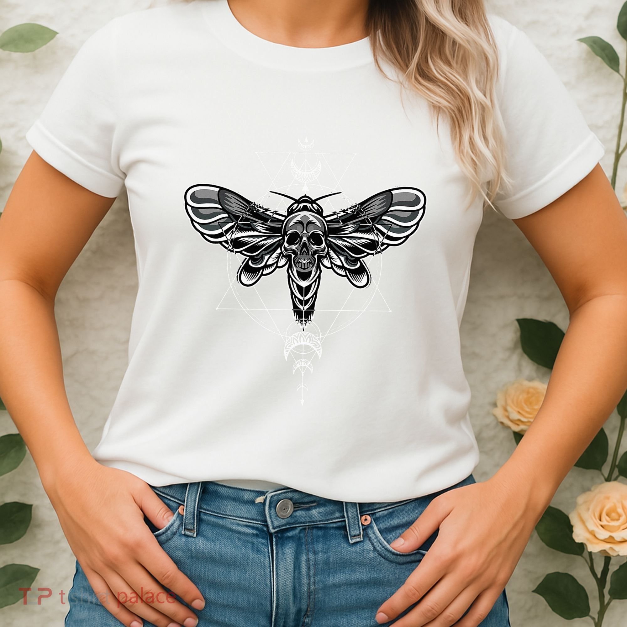Occult Death Moth Mystic Death Moth And Sacred Geometry Women's T-Shirt