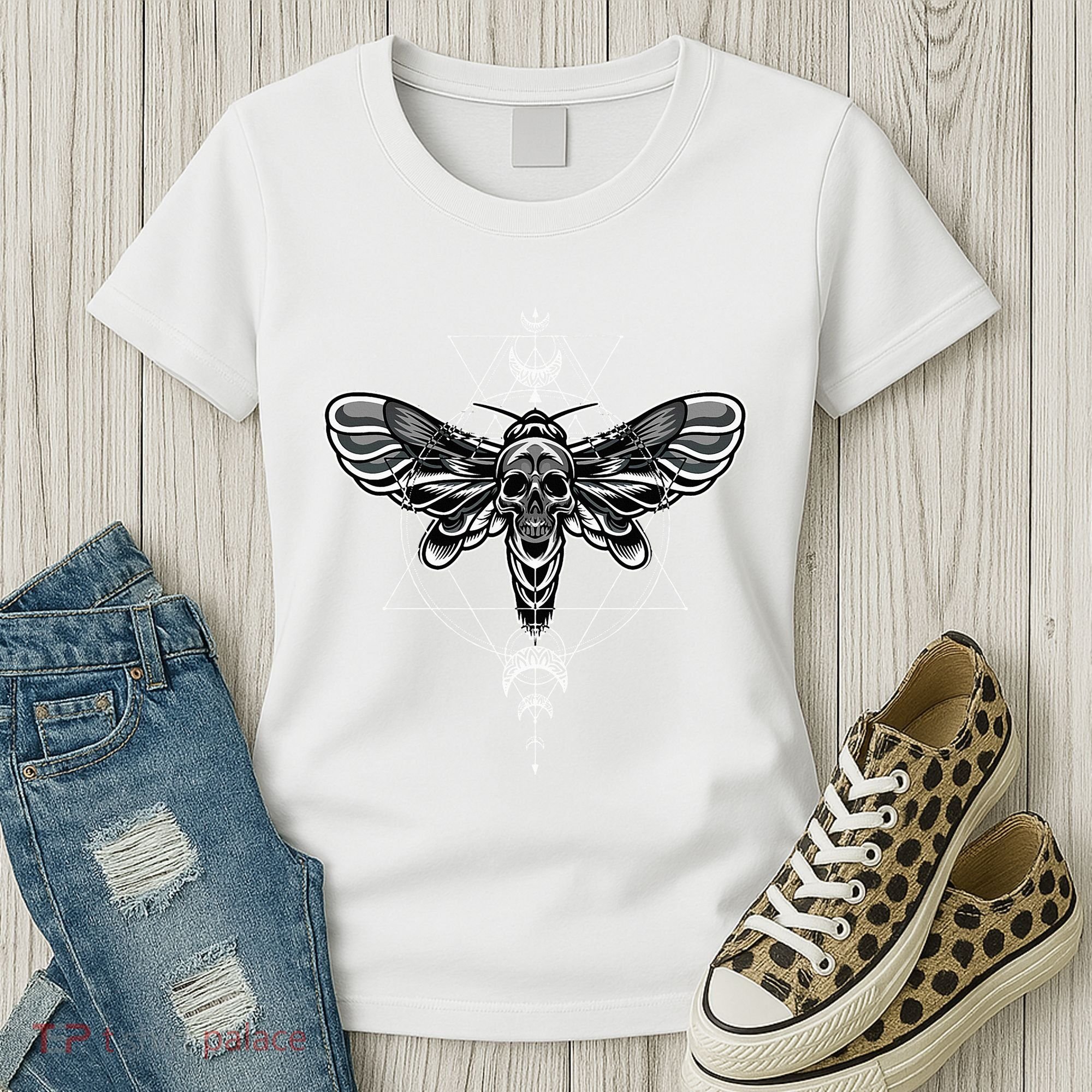 Occult Death Moth Mystic Death Moth And Sacred Geometry Women's T-Shirt