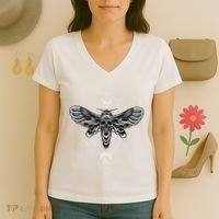 Occult Death Moth Mystic Death Moth And Sacred Geometry Women's V-Neck T-Shirt thumb 3