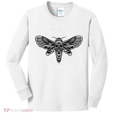 Occult Death Moth Mystic Death Moth And Sacred Geometry Kids Long Sleeve Shirt