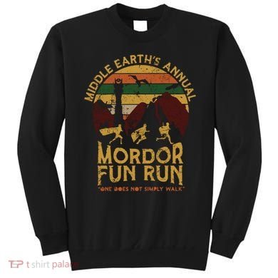 One Does Not Simply Walk Vintage Middle EarthS Annual Mordor Fun Run Sweatshirt