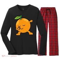 Orange Dabbing Orange Fruit Love Oranges Women's Long Sleeve Flannel Pajama Set  thumb 0