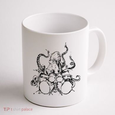 Octopus Drummer Coffee Mug back
