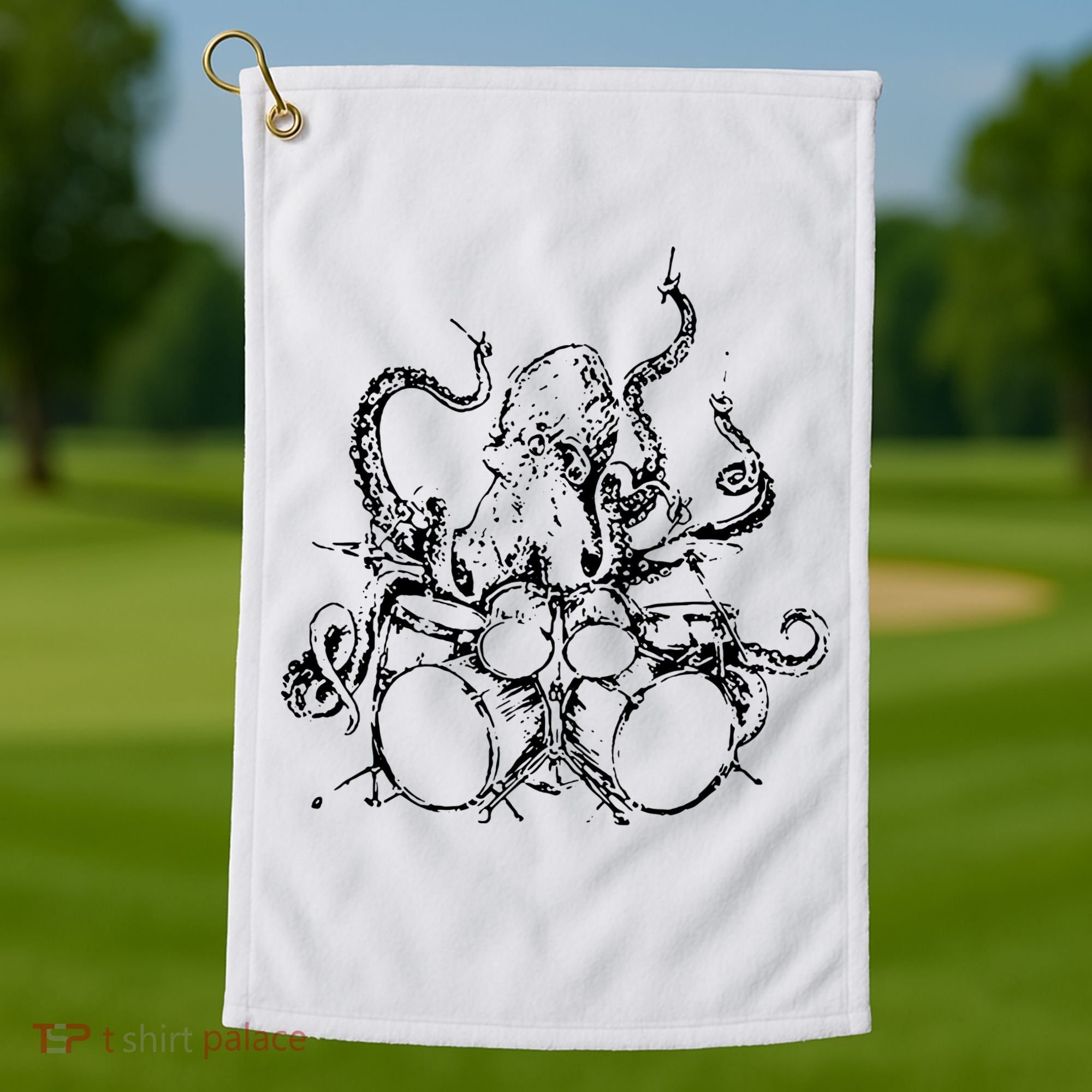 Octopus Drummer Golf Towel