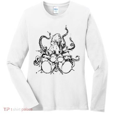 Octopus Drummer Women's Long Sleeve Shirt